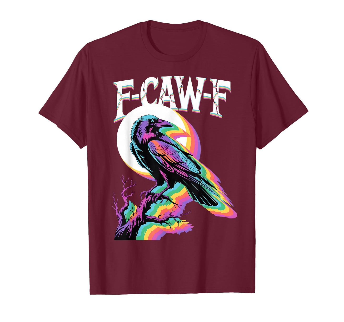 Funny F-Caw-F Black Crow Raven Trippy Vaporwave EDM FCAWF T-Shirt