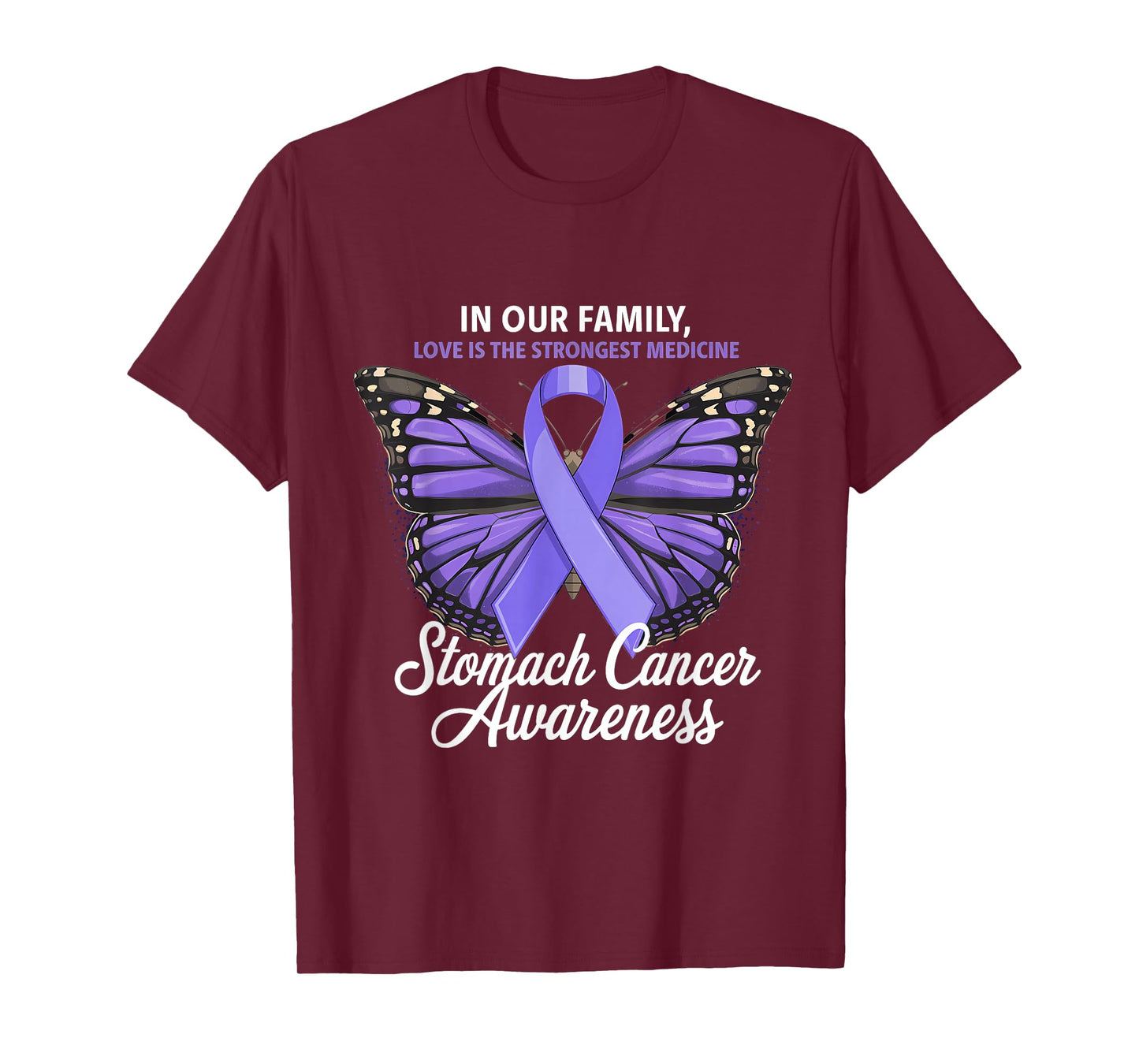Stomach Cancer Awareness Strongest Medicine Butterfly T-Shirt