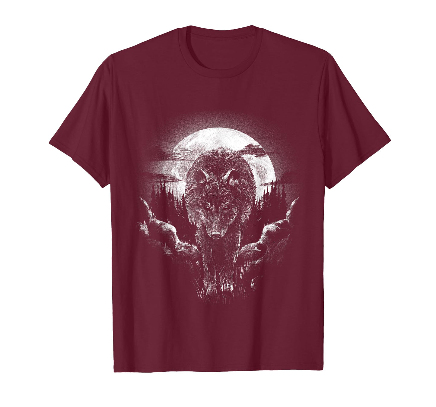 Wolf Animal Moon Drawing Animal Motif Wolf T-Shirt