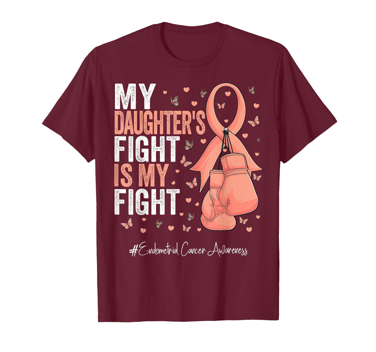 Peach Ribbon Daughter Endometrial Cancer Awareness T-Shirt