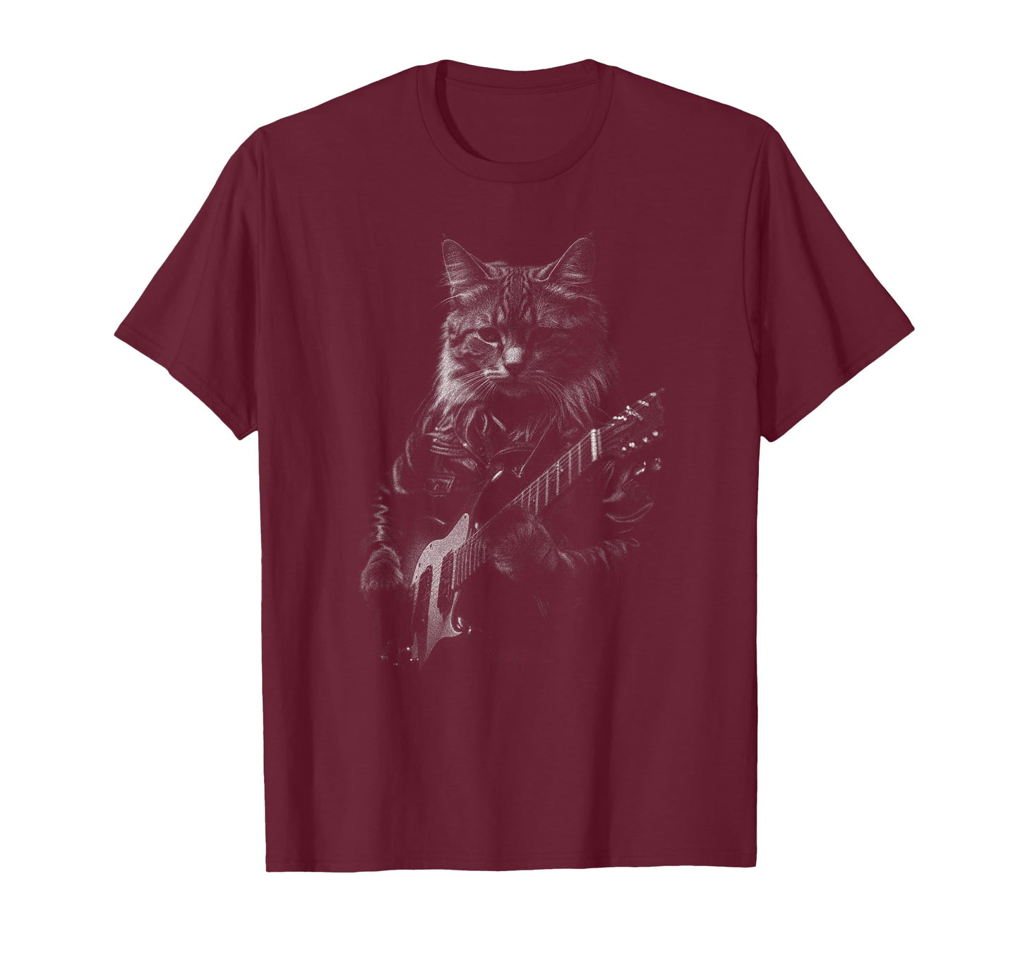 Rock Cat Playing Guitar mens woman Funny Guitar Cat T-Shirt