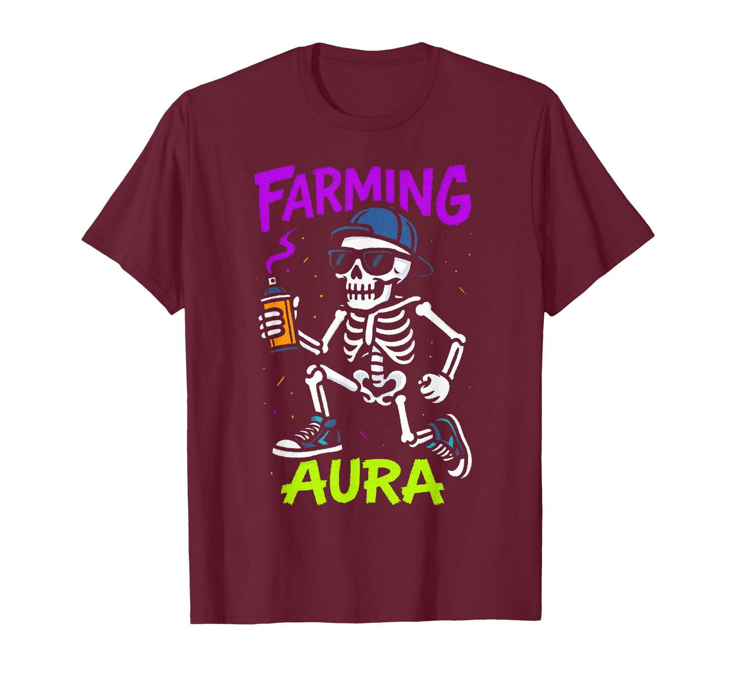 Farming Aura Halloween Skeleton Teen Kids Rizz Vibes Sigma T-Shirt