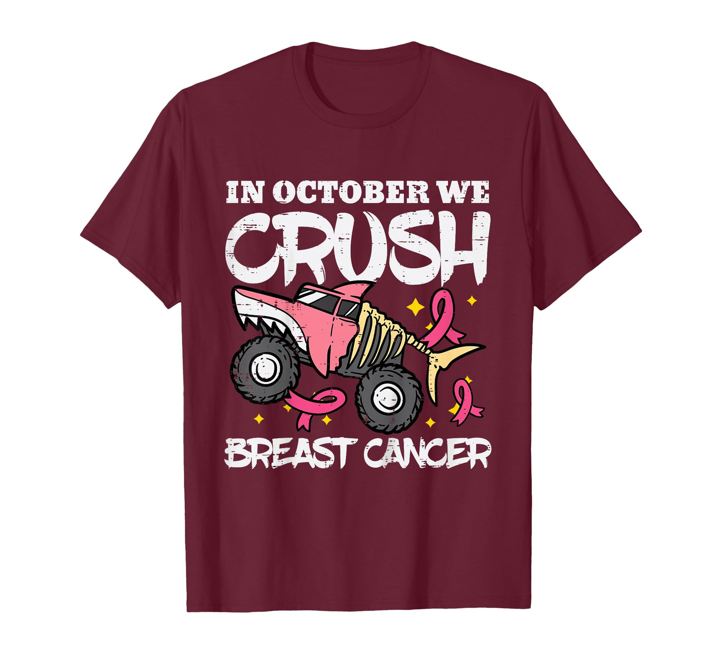 October Monster Truck Breast Cancer Halloween Toddler Boy T-Shirt