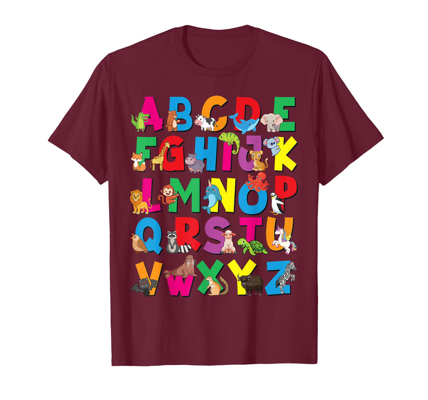 Alphabet Animals ABCs Zoo Kids Boys Girls Teacher T-Shirt