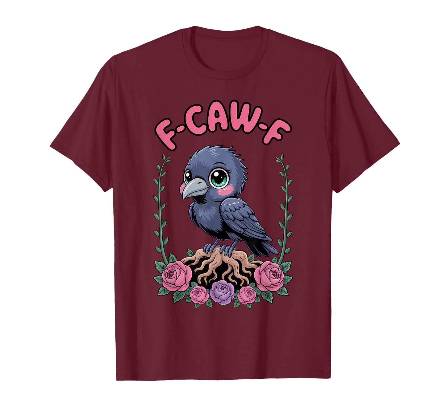 Funny F-Caw-F Kawaii Crow Sound Meme Humor T-Shirt