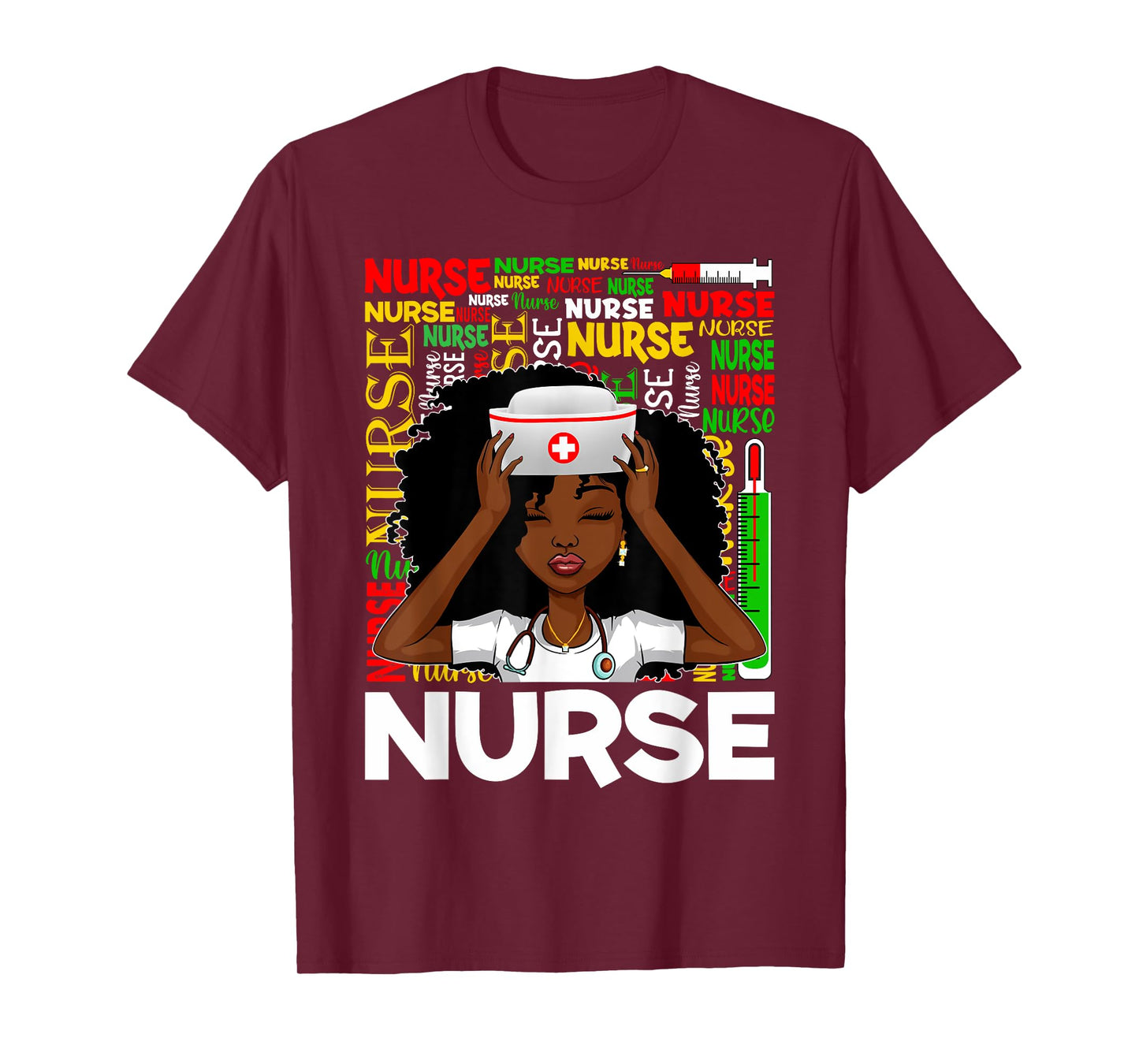 Black Nurse Afro Woman Melanin Girl Black History Juneteenth T-Shirt