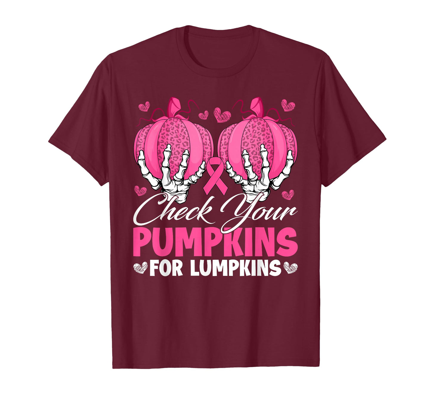 Check Your Pumpkins Breast Cancer Awareness Halloween Women T-Shirt