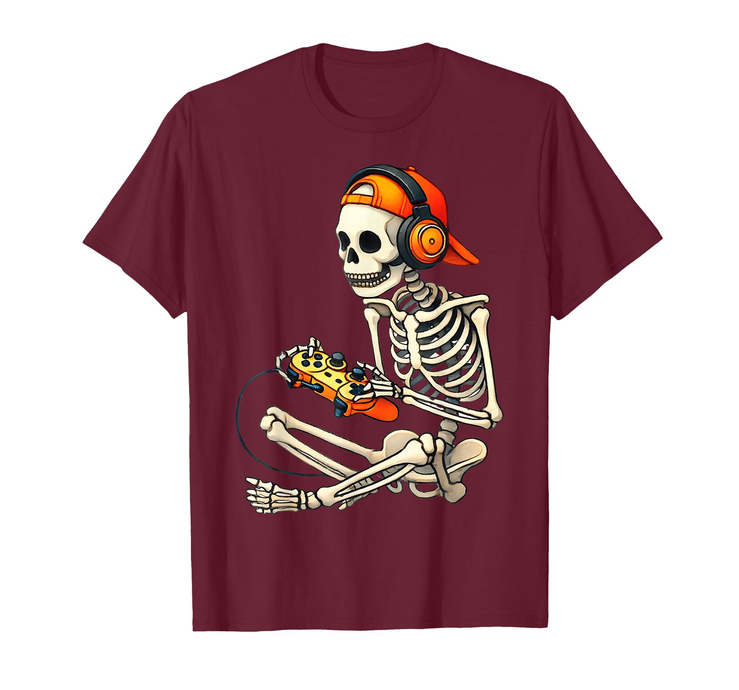 Halloween Skeleton Gamer Video Gaming Boys Men Kids Tees T-Shirt