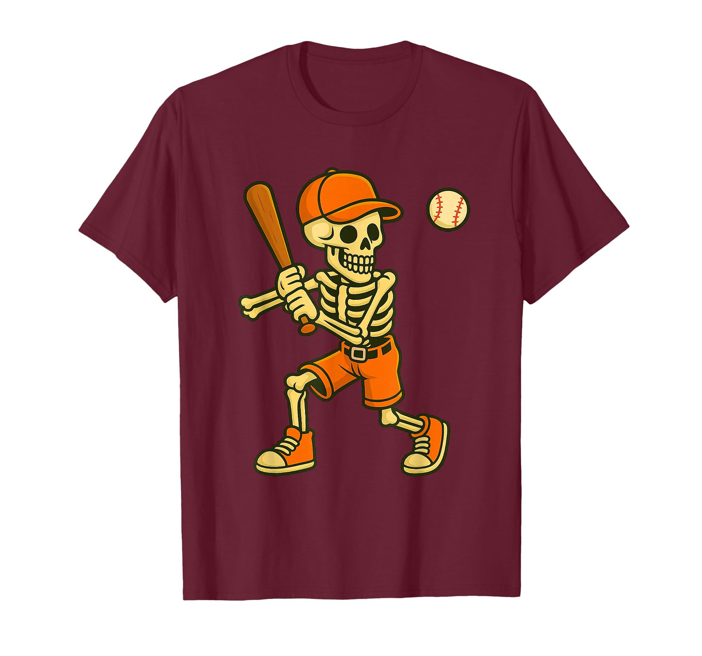 Funny Skeleton Baseball Halloween Costume for Boys Men Kids T-Shirt