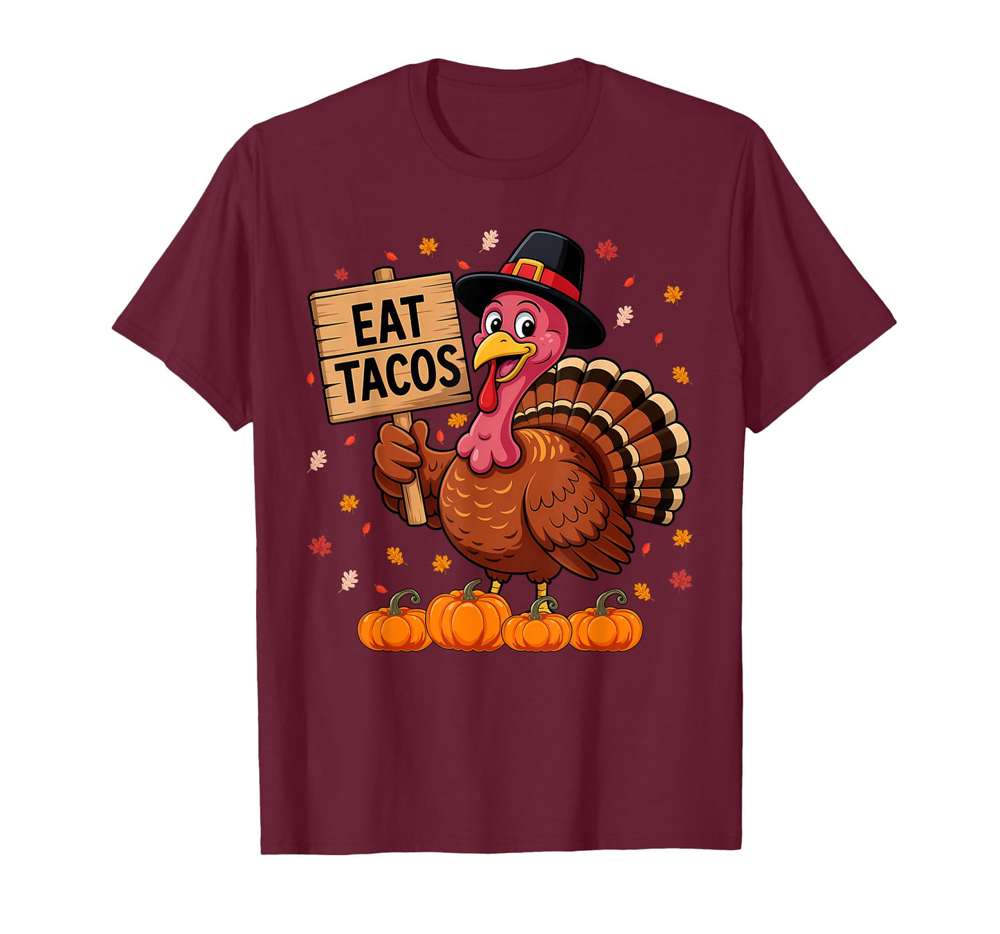 Funny Turkey Thanksgiving Eat Tacos Vegan Pilgrim Kids T-Shirt