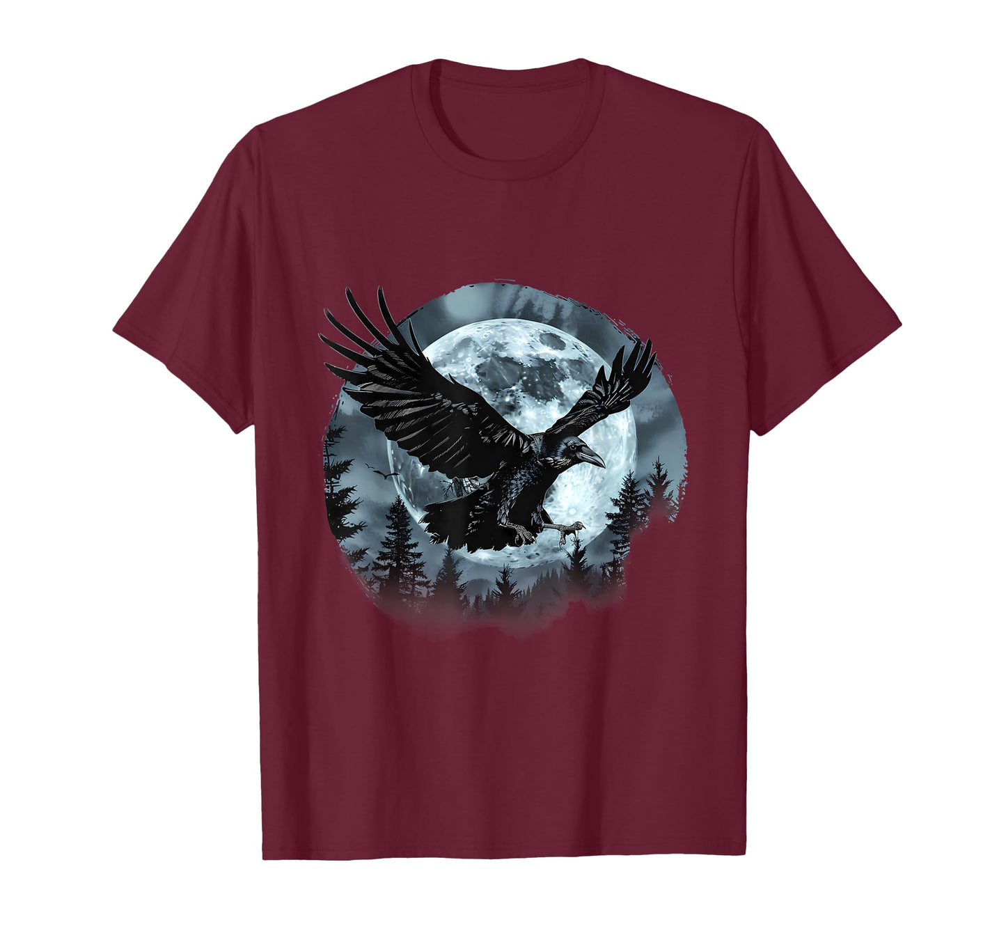 Halloween Raven Forest Spooky Moon Trick Or Treat Artwork T-Shirt