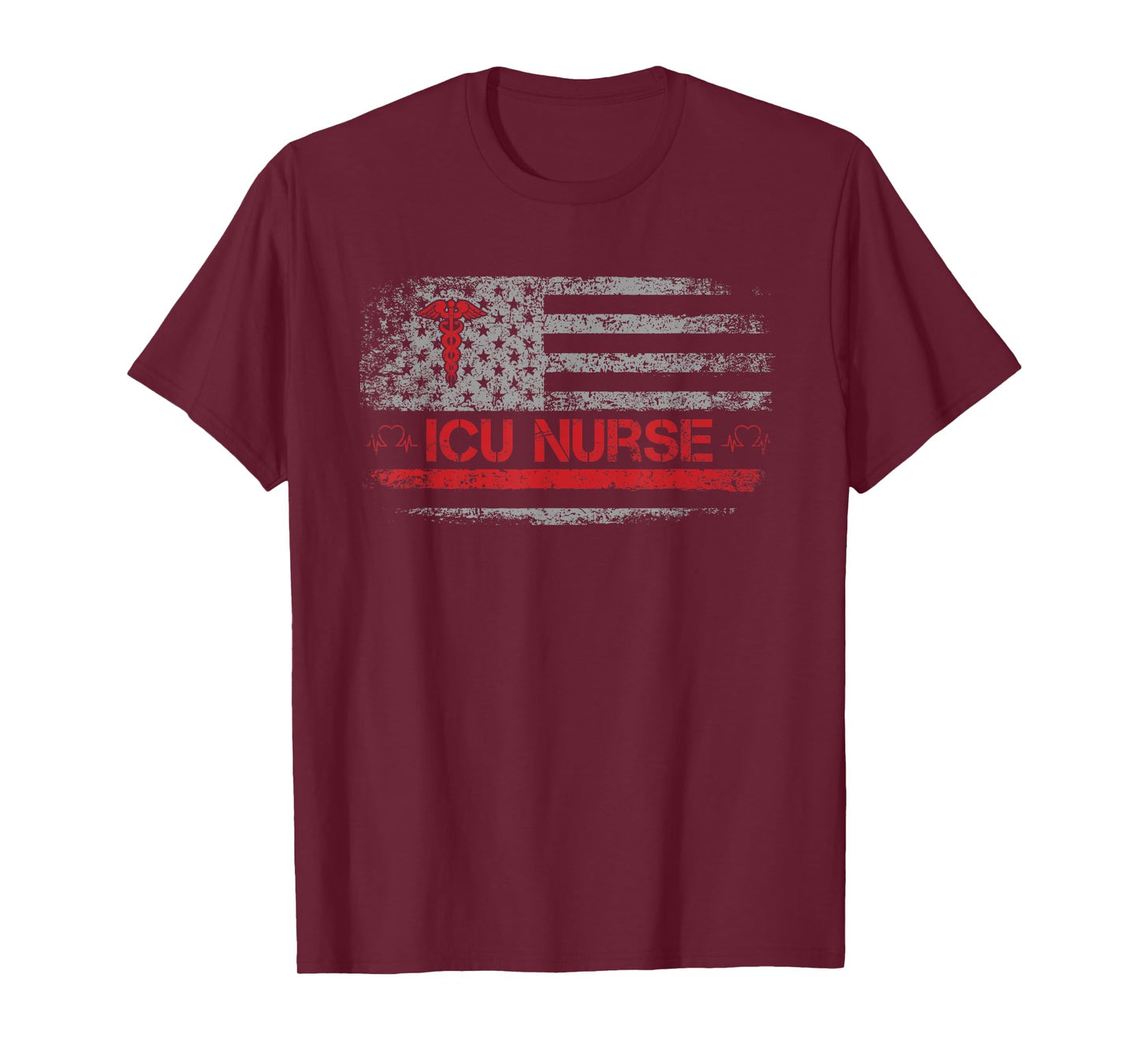 ICU Nurse Intensive Care Unit American Flag For Women Men T-Shirt