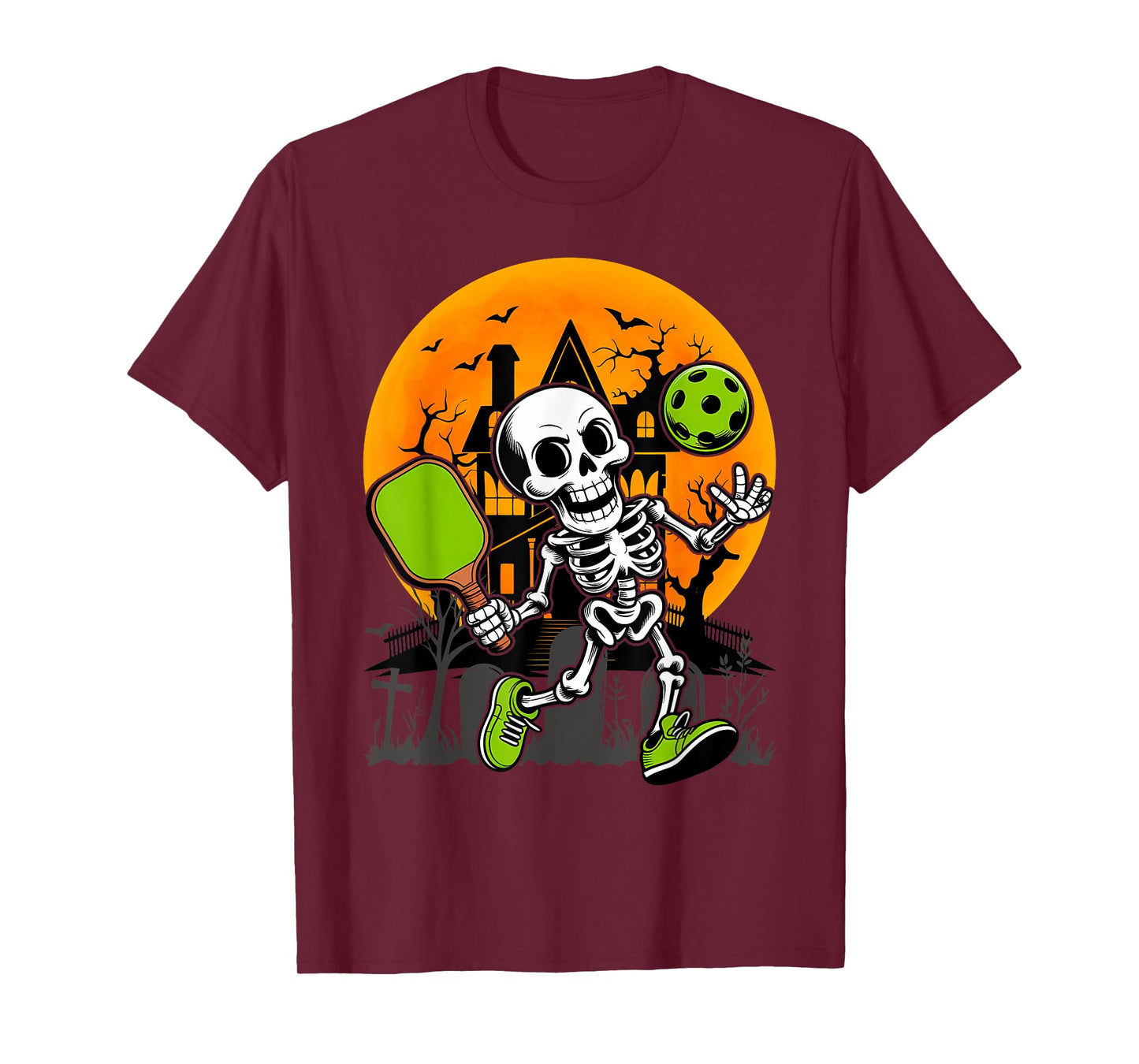 Pickle Ball Skeleton Paddleball Player Halloween Pickleball T-Shirt