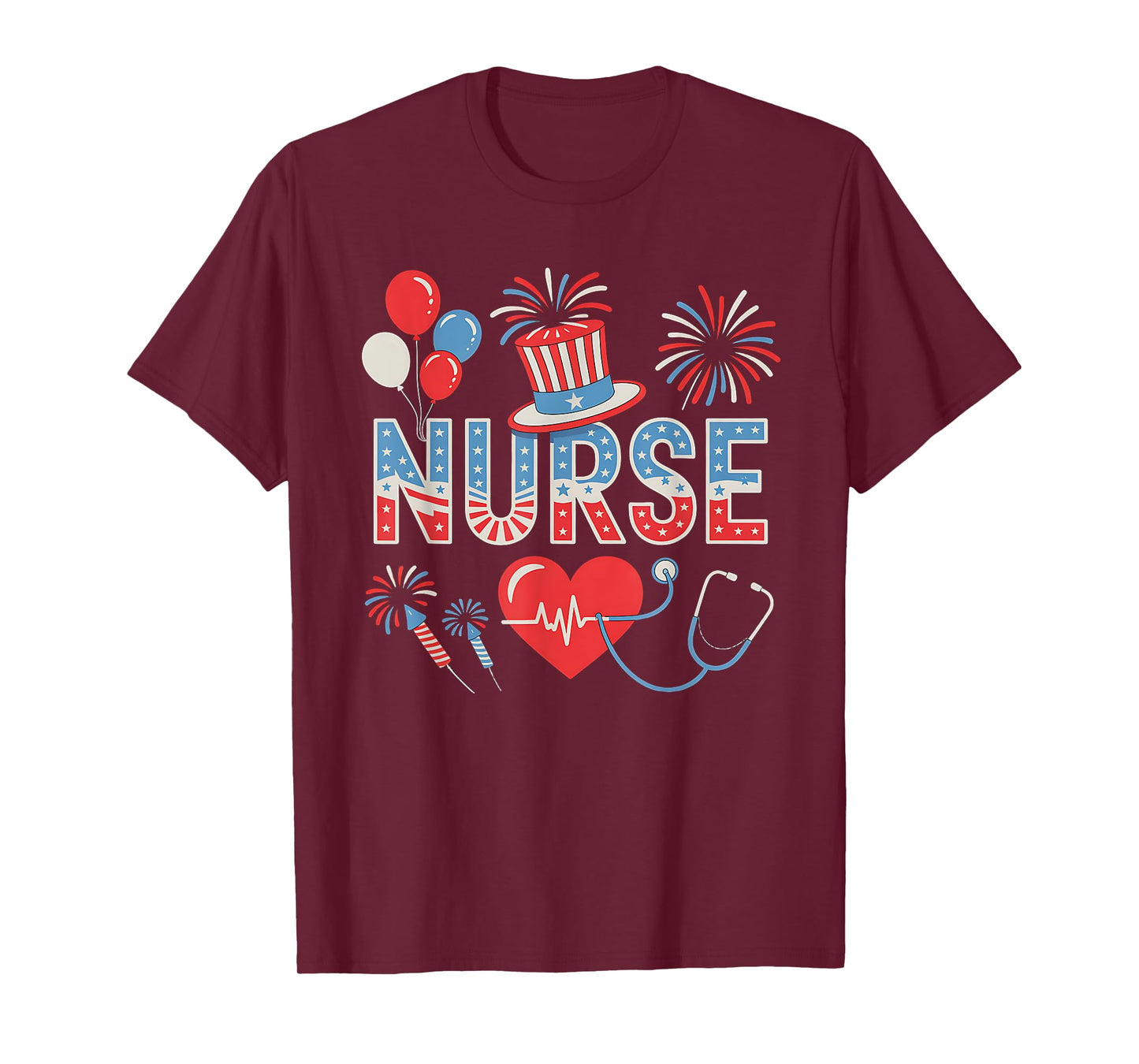 American Flag Nurse 4th of July Nursing Women Patriotic T-Shirt