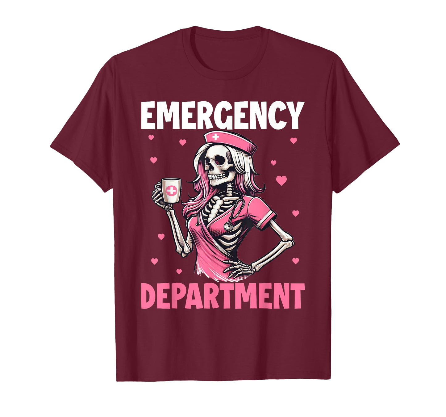Valentine Er Nurse Emergency Department Room Skeleton Nurse T-Shirt