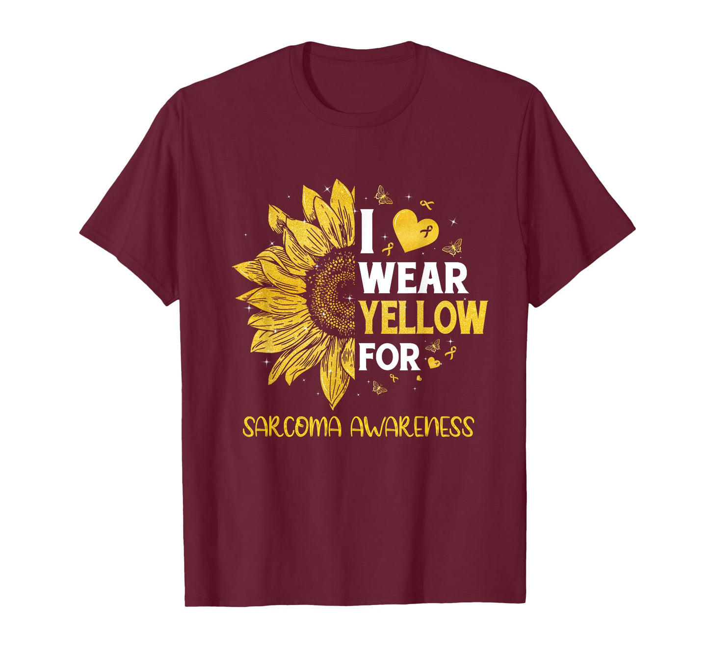 Sunflower I Wear Yellow Ribbon Sarcoma Awareness T-Shirt