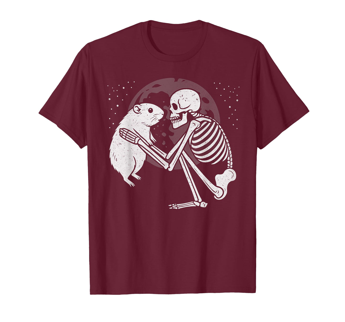 Guinea Pig Skeleton Moon Halloween Pet Lover T-Shirt