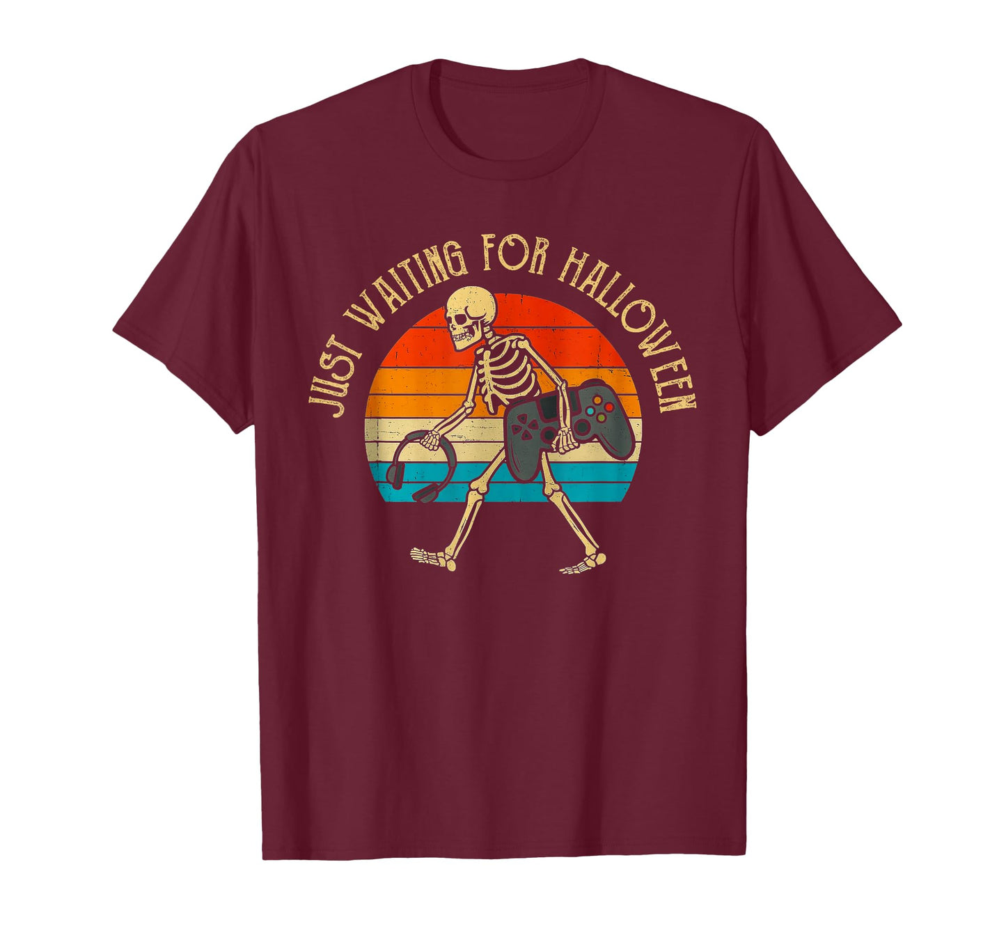 Skeleton Waiting Halloween Graphic Video Gaming Teen Boy T-Shirt