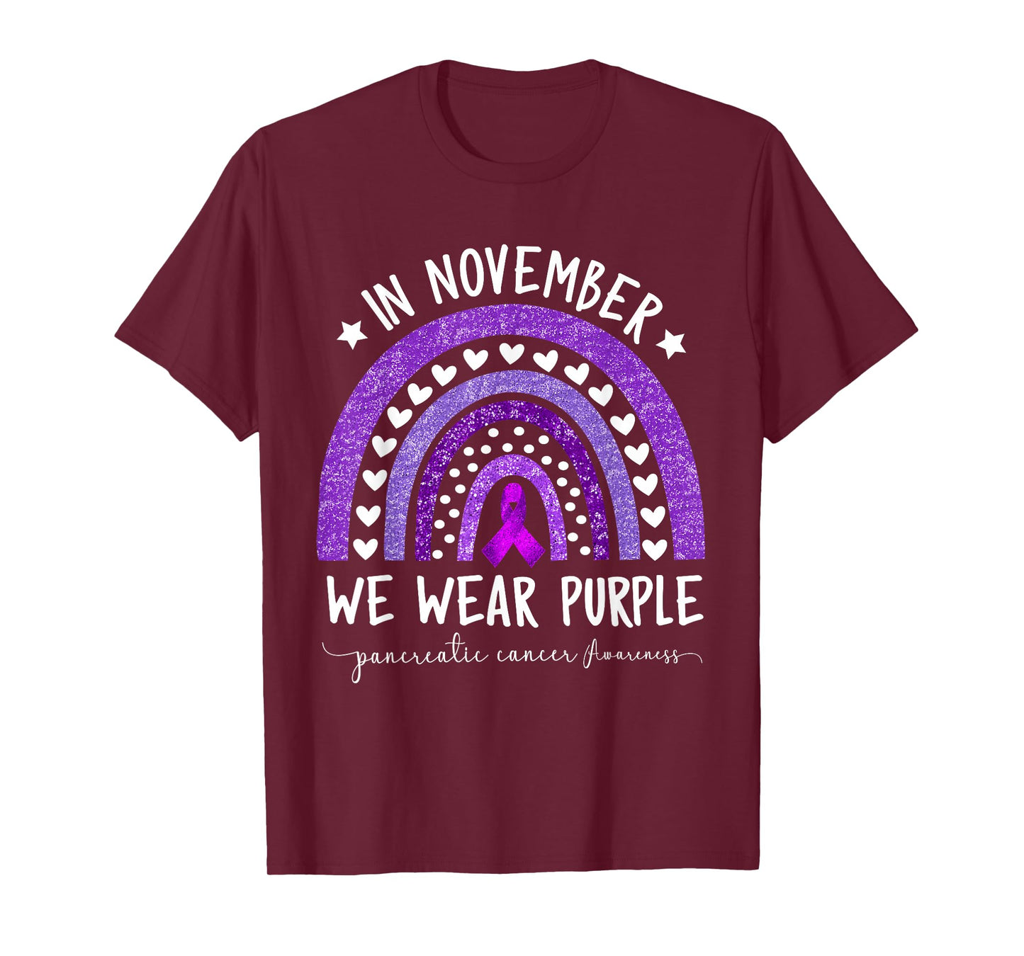 Rainbow November We Wear Purple Pancreatic Cancer Awareness T-Shirt