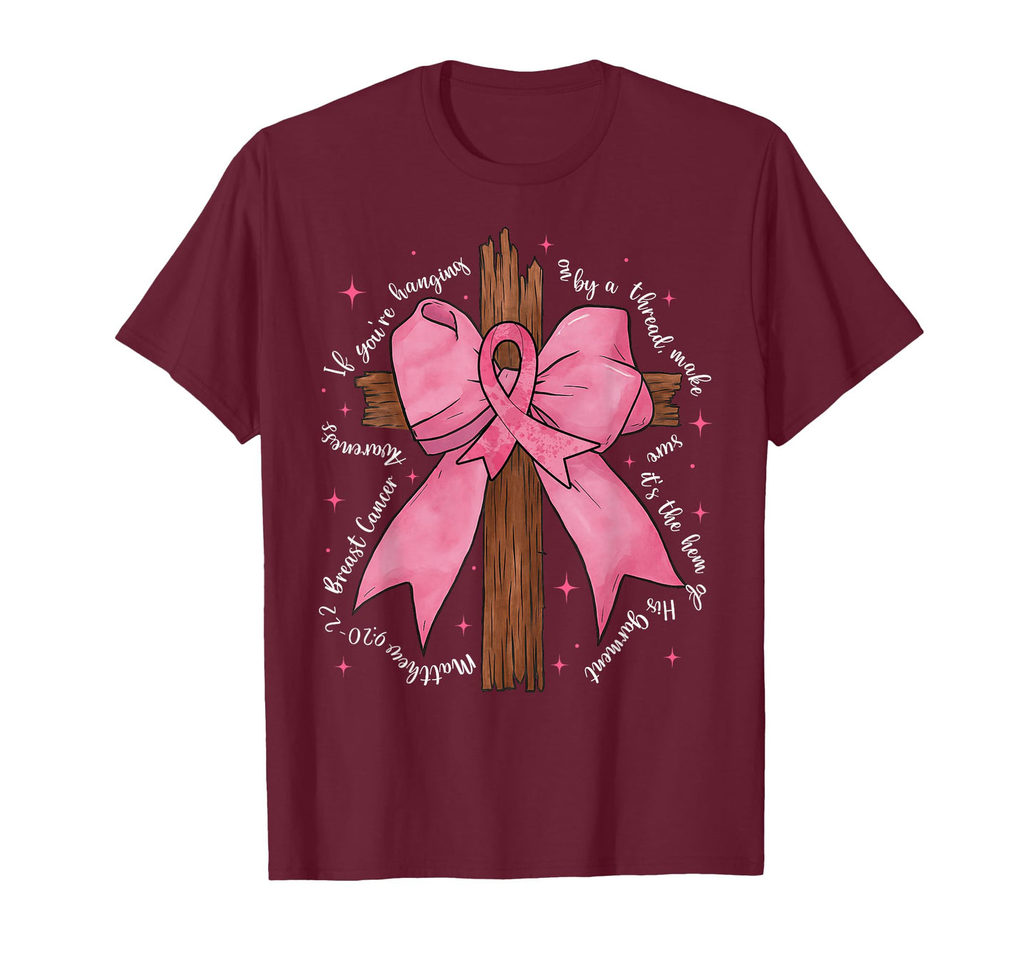 Jesus Pink Coquette Bow Cross Breast Cancer Awareness T-Shirt