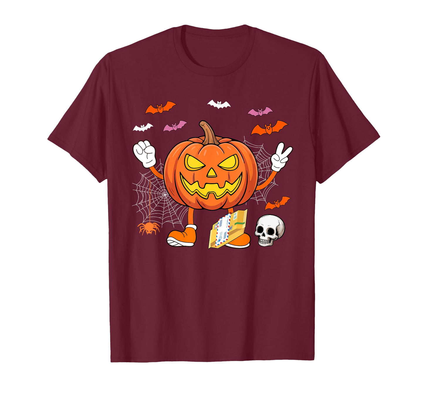 Postal Worker Job Horror Carved Pumpkin Halloween Team T-Shirt