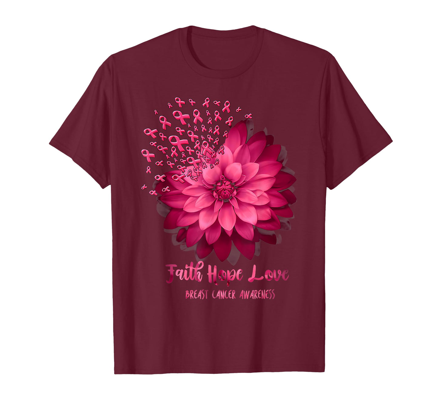 Daisy Faith Hope Love Breast Cancer Awareness Flower Ribbon T-Shirt