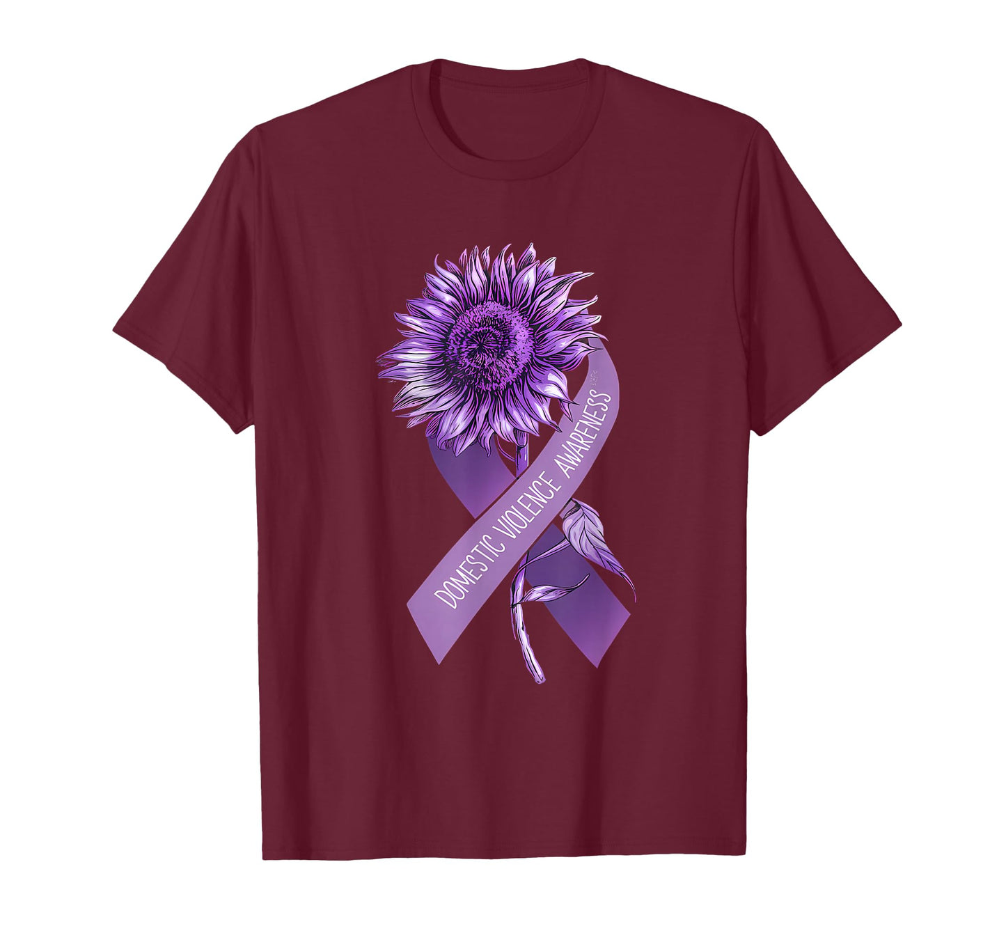 Domestic Violence Awareness Sunflower Purple Ribbon T-Shirt