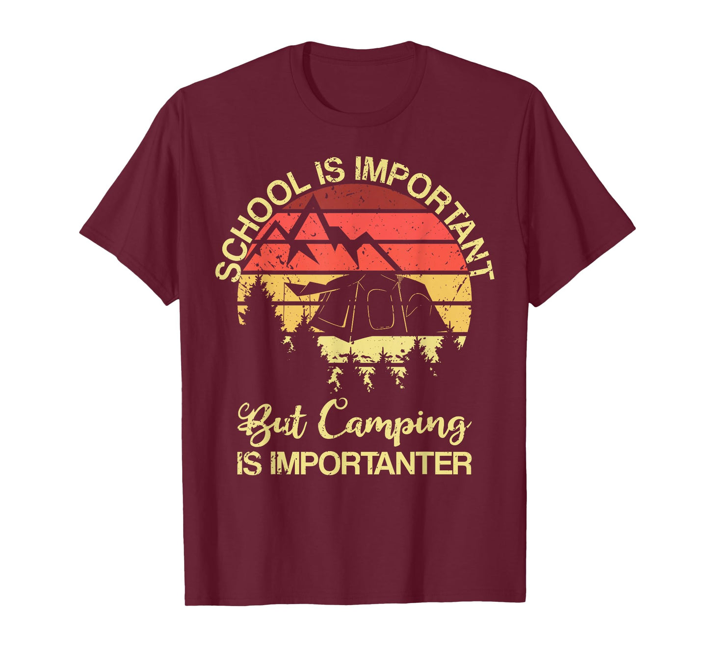 School Is Important But Camping Is Importanter Youth Kids T-Shirt