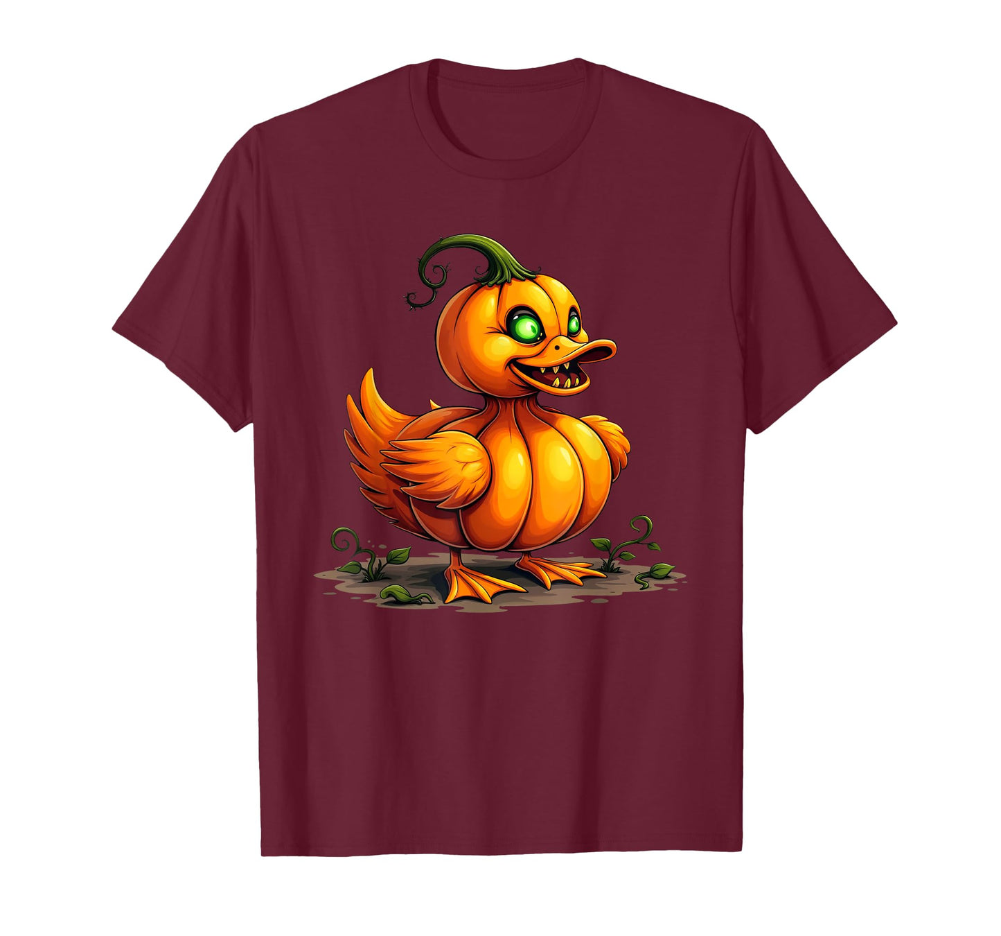 Scary Duck Pumpkin Funny Halloween Womens Mens Kids T-Shirt
