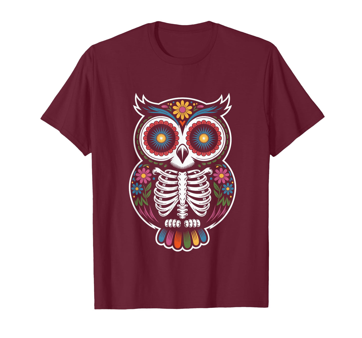 Owl Sugar Skull Dia De Los Muertos Mexican T-Shirt