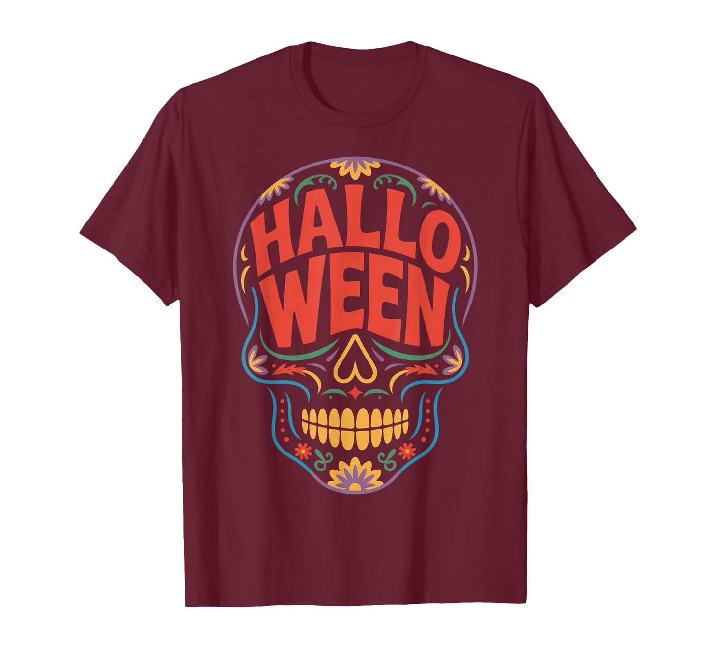 Halloween Costumes Skull Typography Graphic Creepy Spooky T-Shirt