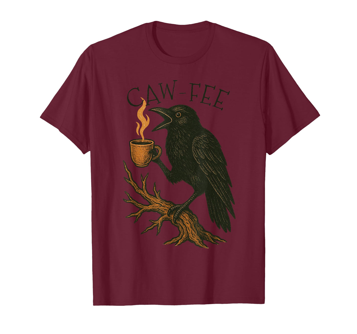 Caw-fee Funny Crow Blackbird Raven Caw Caffeine Coffee Lover T-Shirt
