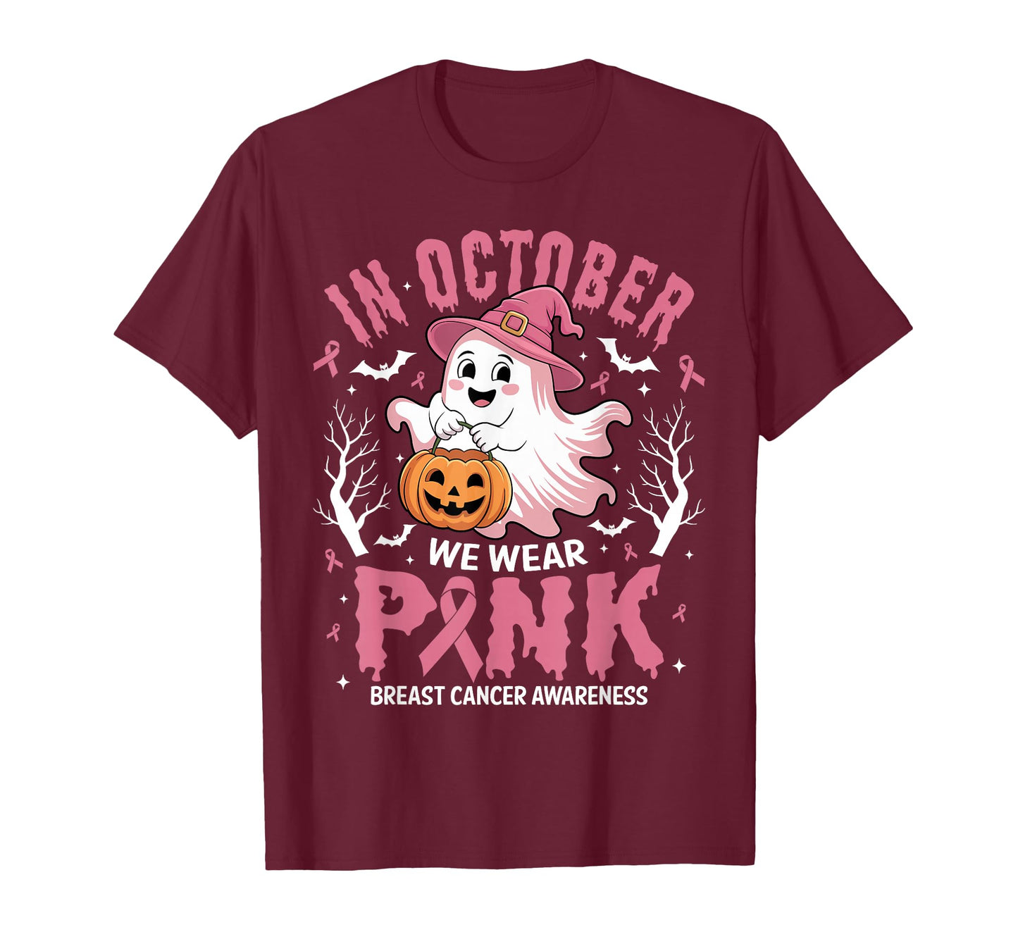 Breast Cancer Women Halloween in October We Wear Pink T-Shirt