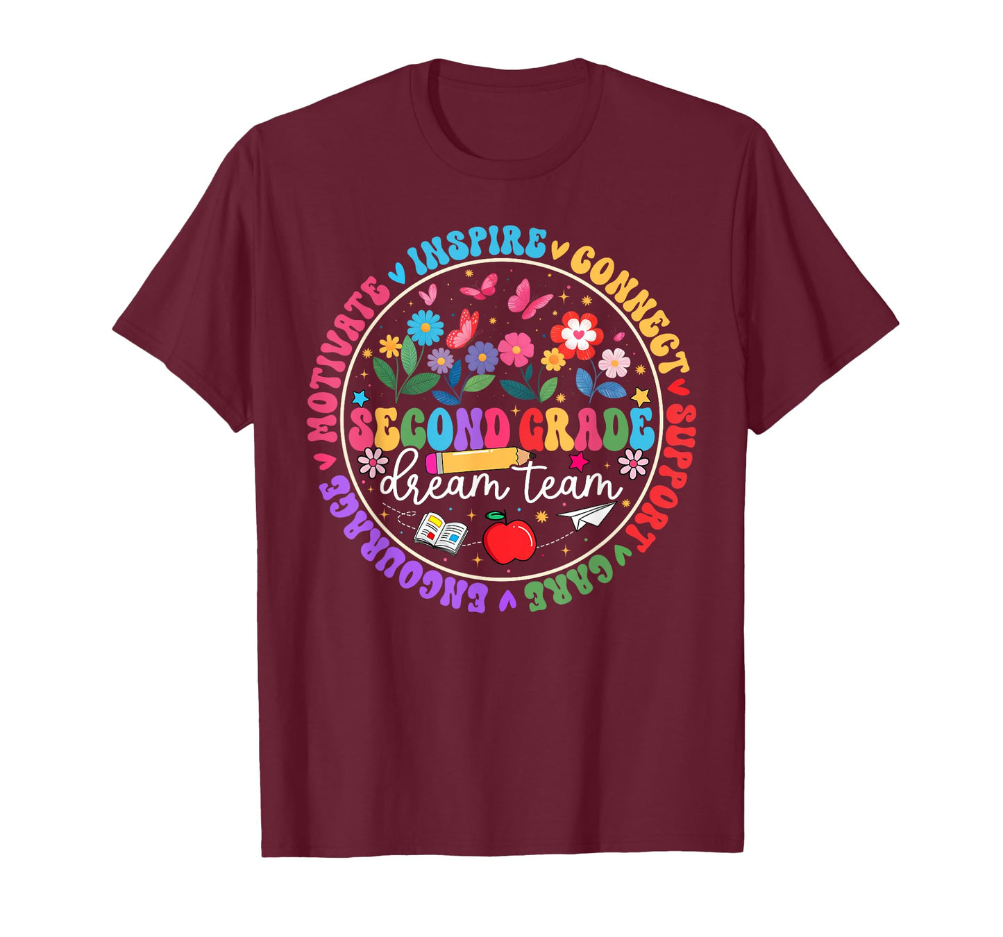 Second Grade Dream Team Back To School Teacher Floral Women T-Shirt