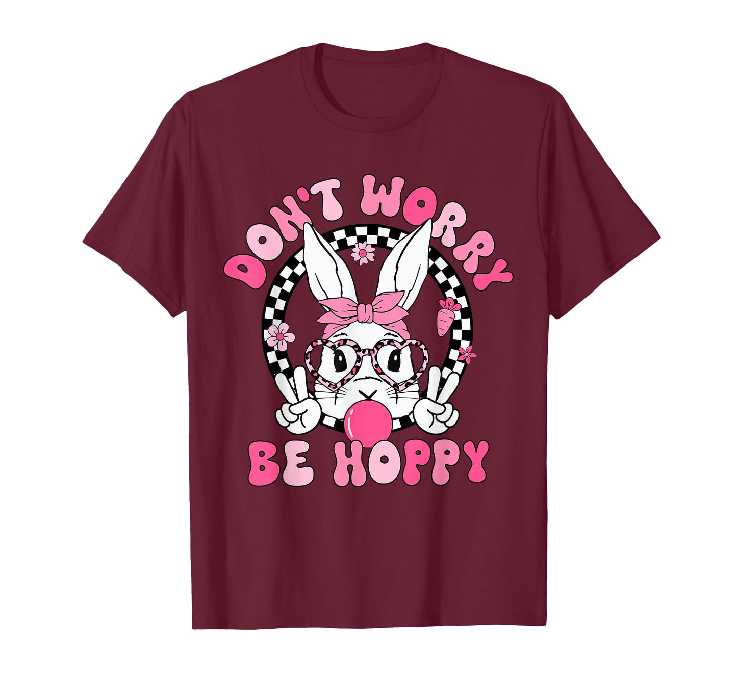 Happy Easter Groovy Bunny Face Don't Worry Be Hoppy Women T-Shirt