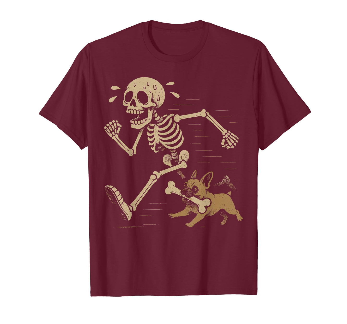 Funny Halloween French Bulldog and Skeleton T-Shirt