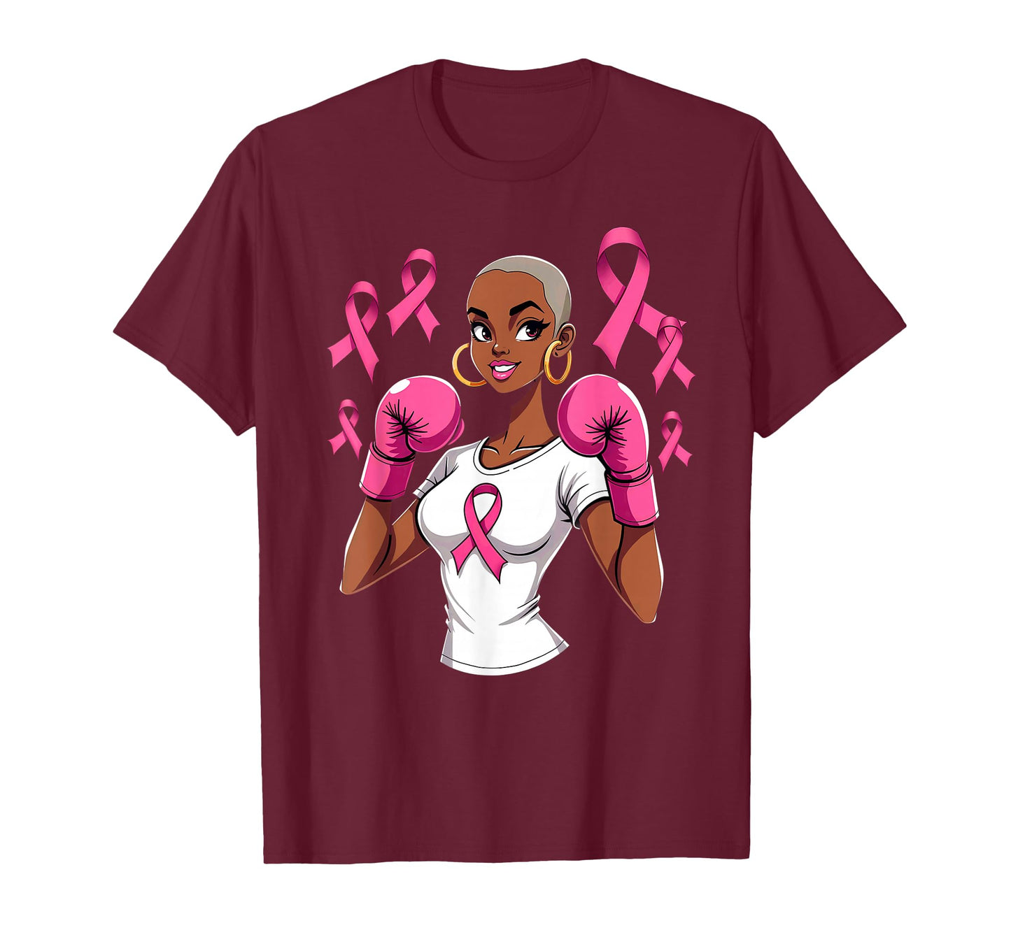 Afro Melanin Breast Cancer Fighter Boxing T-Shirt
