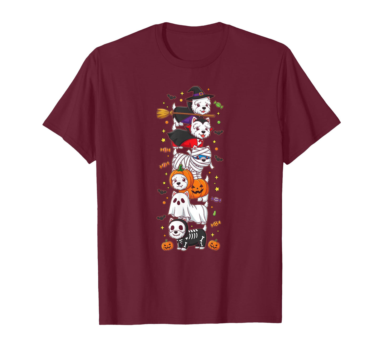 West Highland White Terrier Witch Vampire Ghost Halloween T-Shirt
