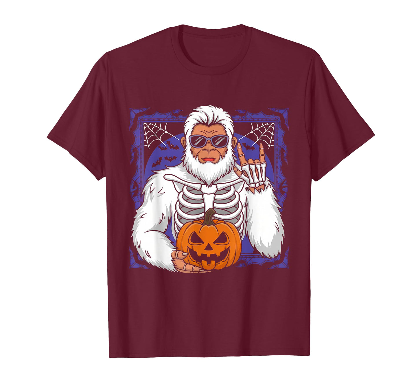 Spooky Bigfoot Jack O Lantern Skeleton Halloween Men & Boys T-Shirt