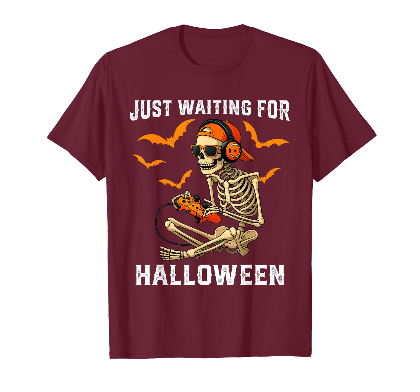 Funny Skeleton Just Waiting for Halloween Gamer T-Shirt