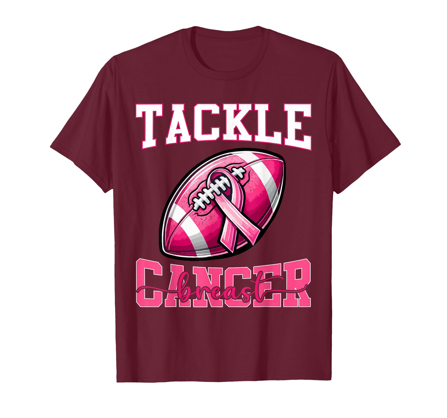 Tackle Breast Cancer Football Pink Ribbon Cancer Awareness T-Shirt