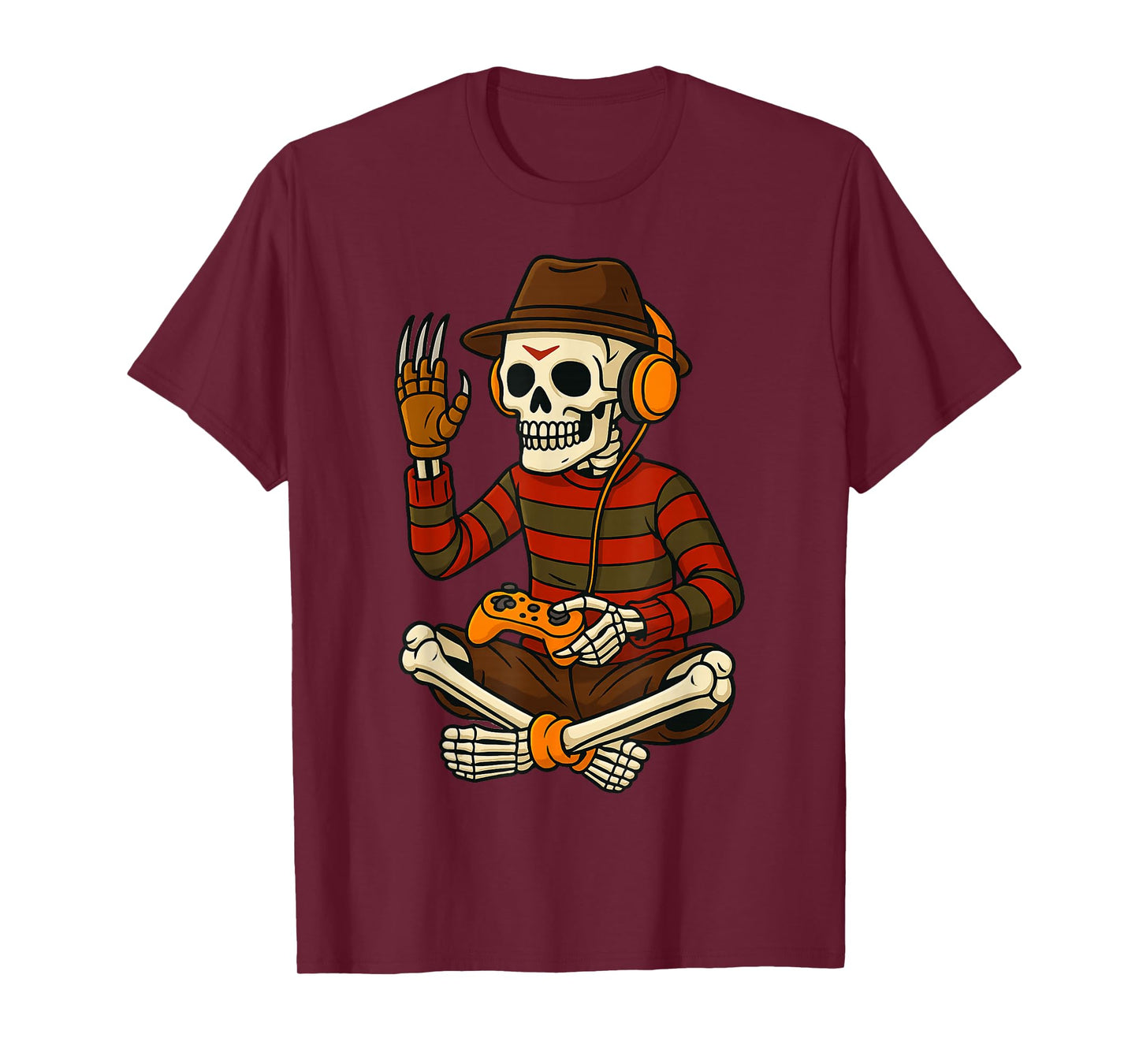Halloween Skeleton Gamer Video Gaming Funny Skeleton Gaming T-Shirt