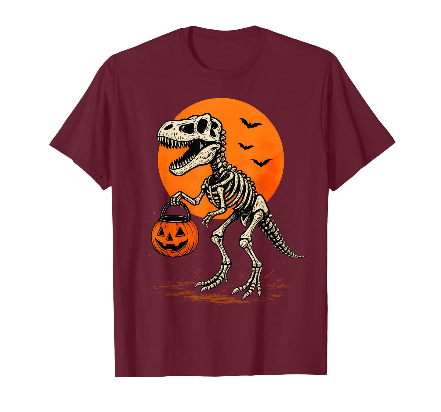 Spooky Saurus T Rex Skeleton Dinosaur Halloween Art T-Shirt