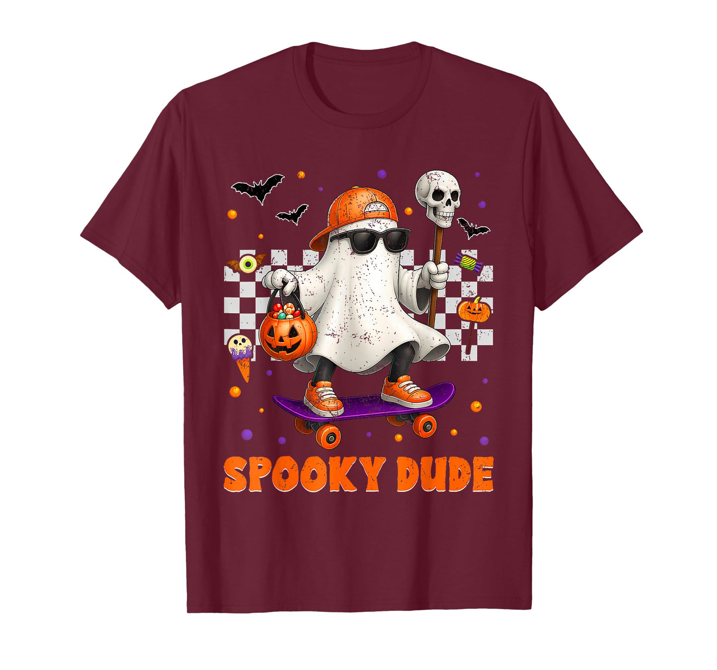 Groovy Boo Skateboard Spooky Dude Halloween Boys Toddlers T-Shirt