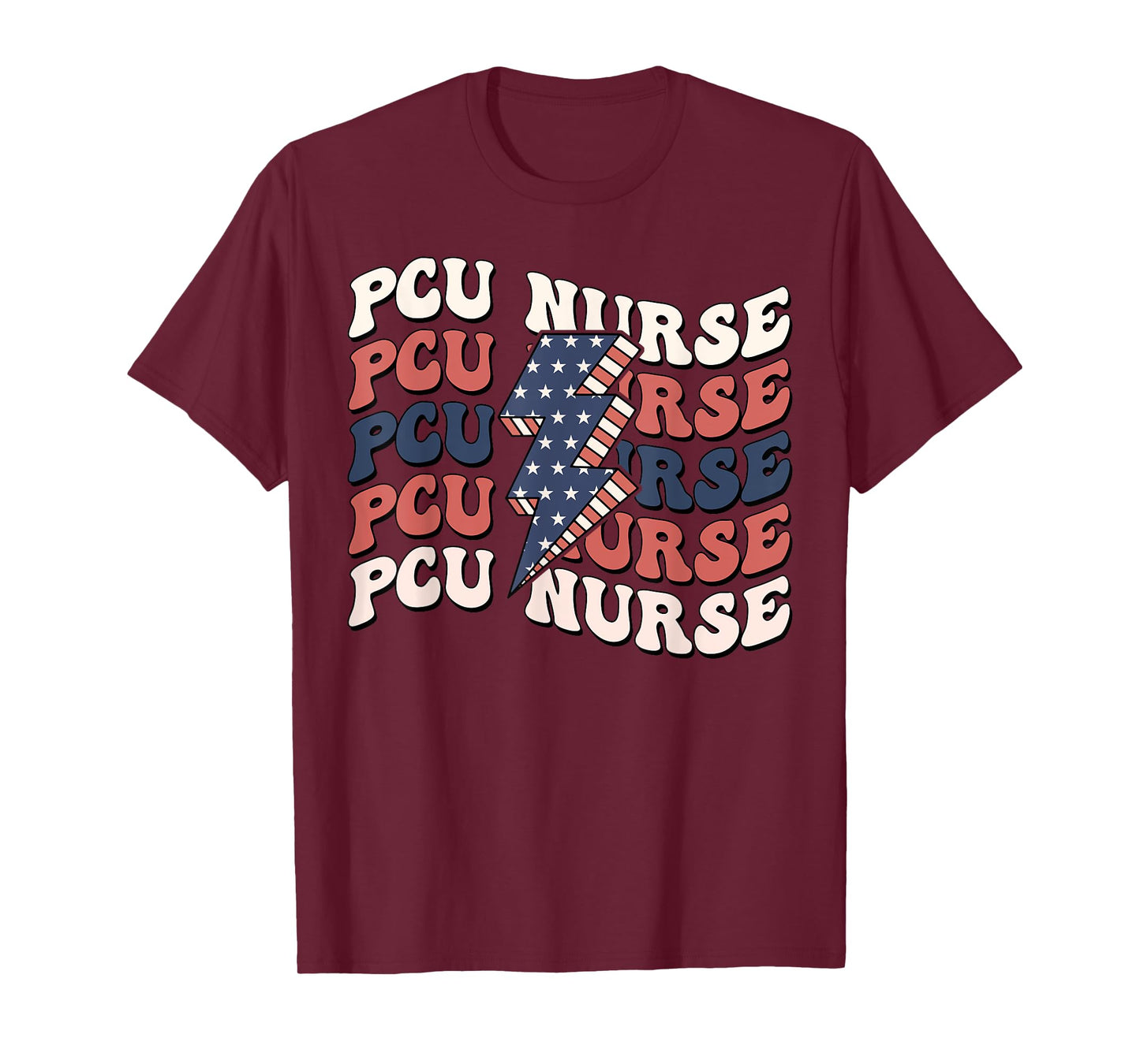 Retro Groovy PCU Nurse 4th Of July Progressive Care Nurse T-Shirt