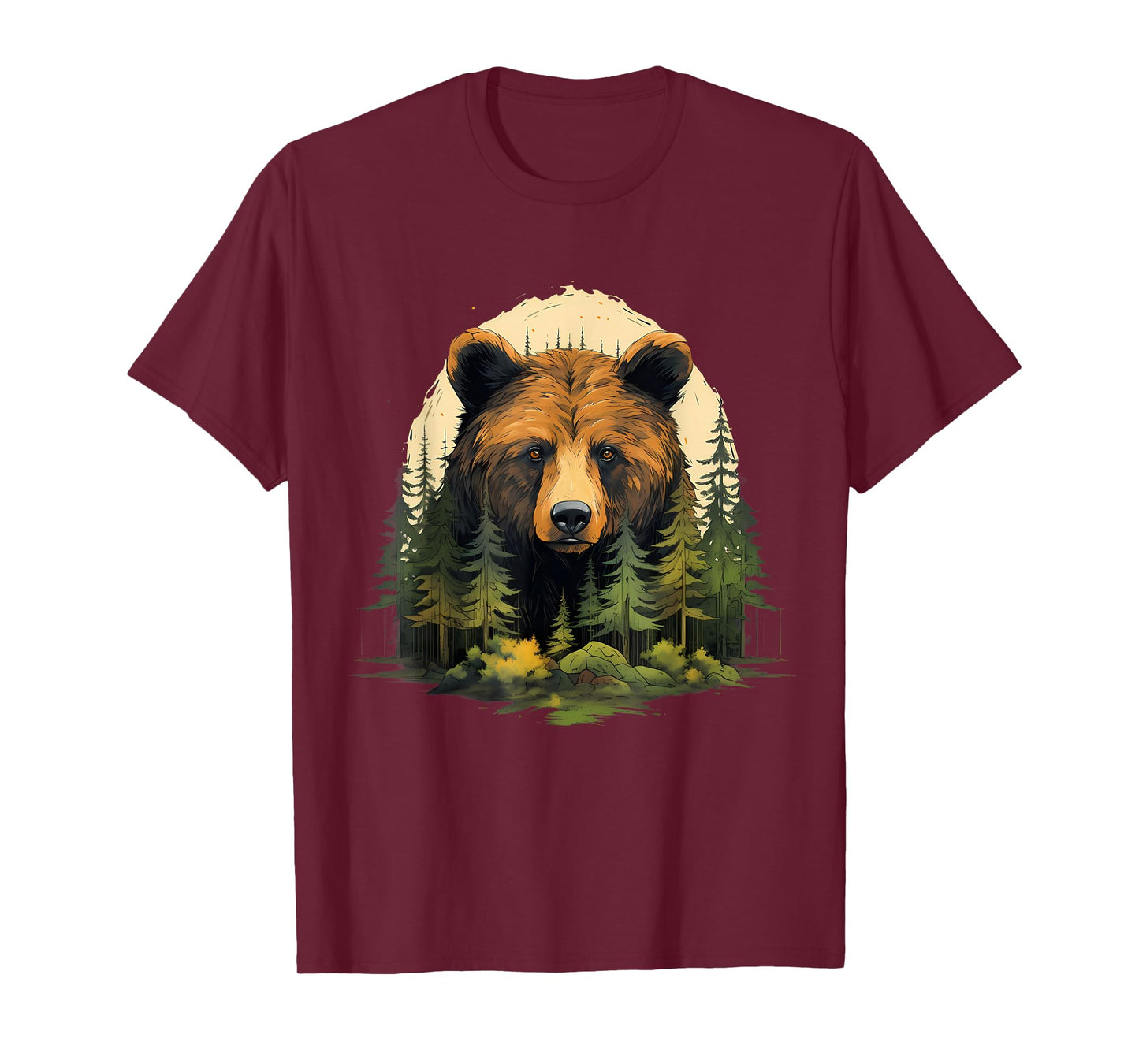 Bear Portrait Forest Animal Art Artwork Forest Wildlife T-Shirt