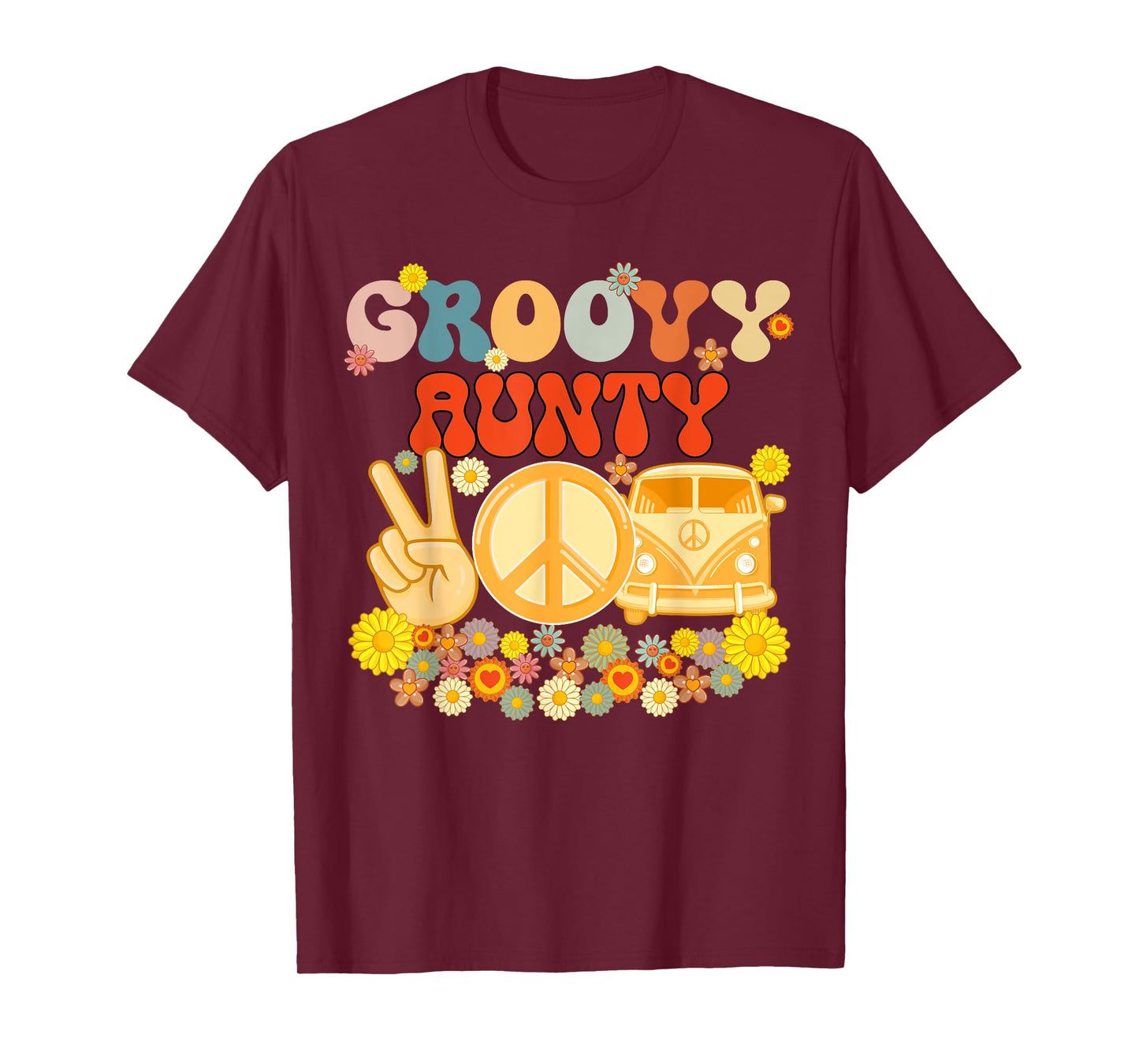Groovy Aunty Retro Matching Family Baby Shower Mother's Day T-Shirt