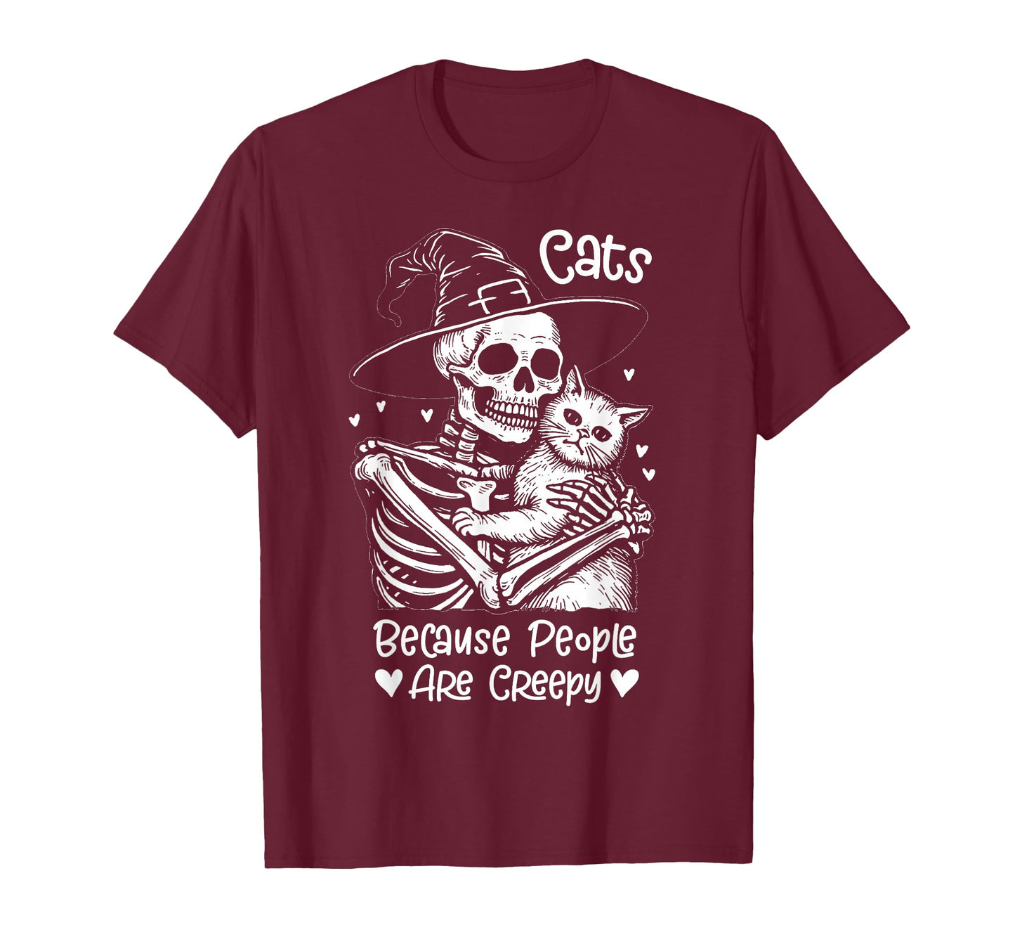 Cats Because People are Creepy Cute Cat Halloween Skeleton T-Shirt