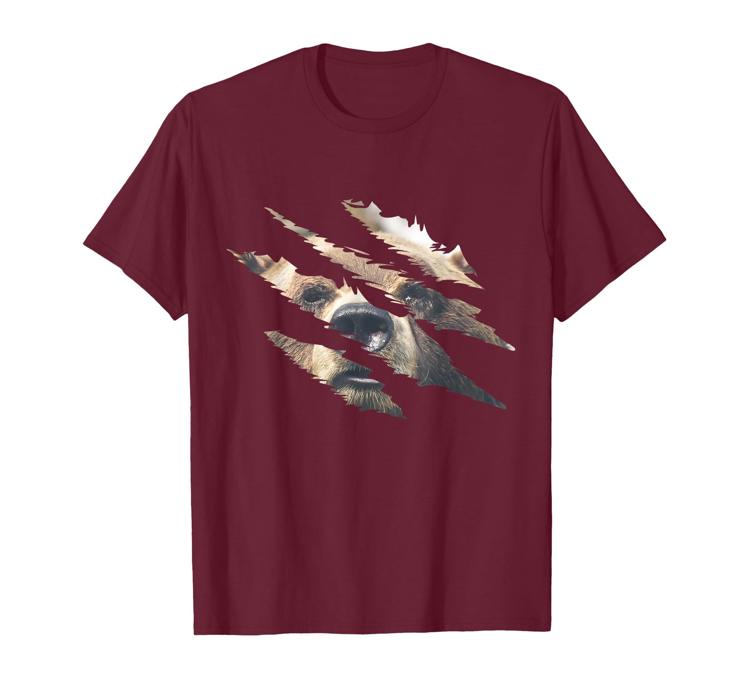 Grizzly Bear Head Claw Effect Bear Slash Claw Bear Lover T-Shirt