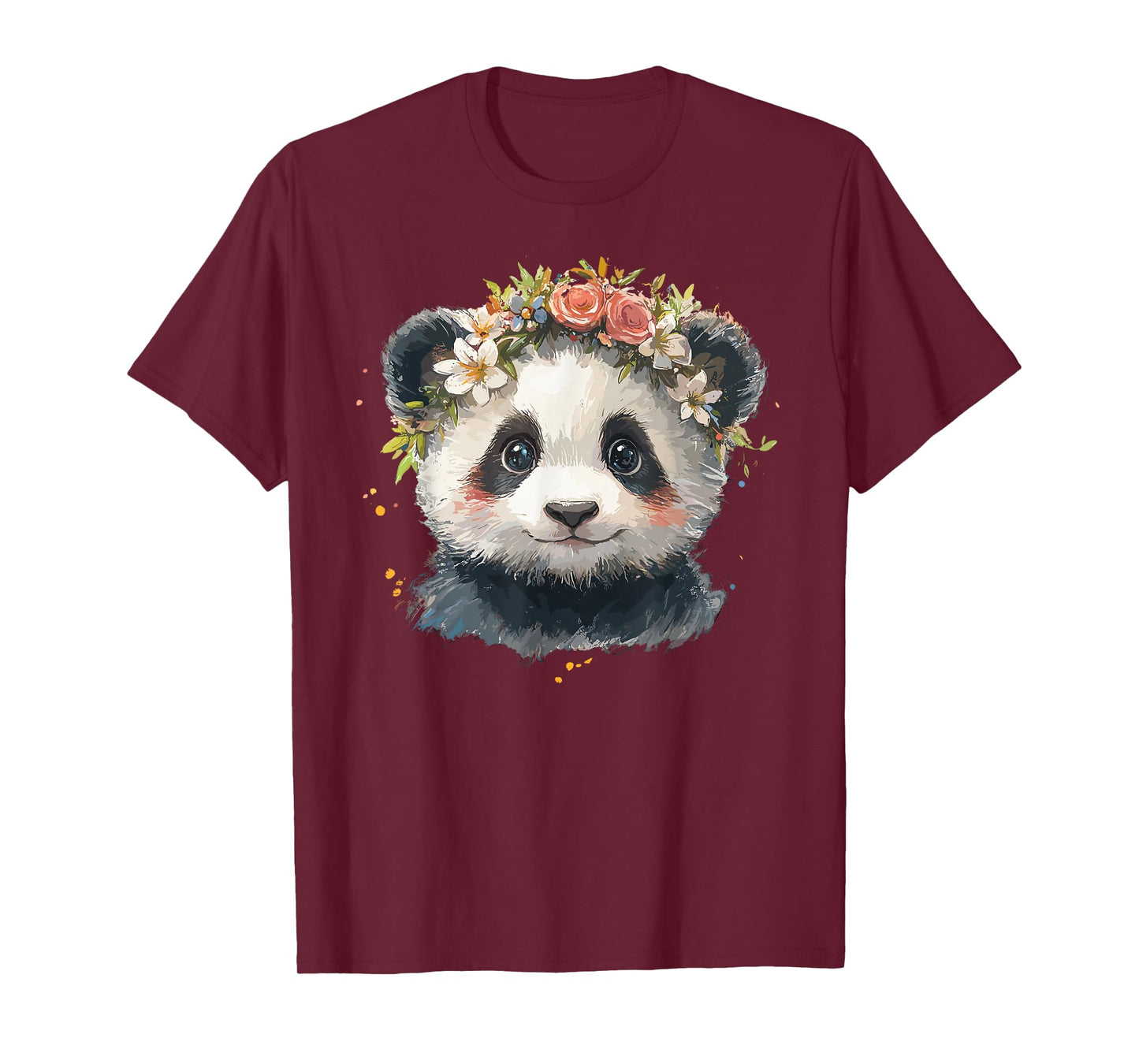 Adorable Panda With Flower Crown Illustration T-Shirt